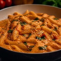 Pasta Alla Vodka se face în aproximativ 30 de minute cu un sos dens și catifelat