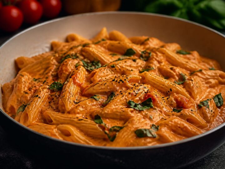 Pasta Alla Vodka se face în aproximativ 30 de minute cu un sos dens și catifelat