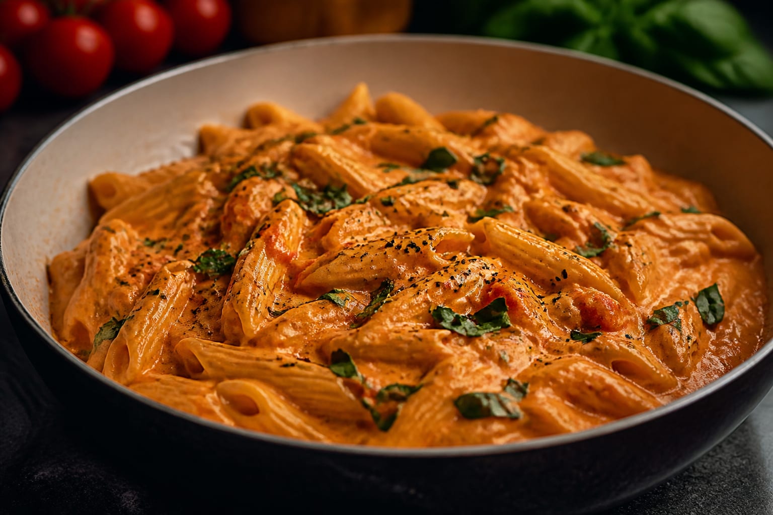 Pasta Alla Vodka se face în aproximativ 30 de minute cu un sos dens și catifelat