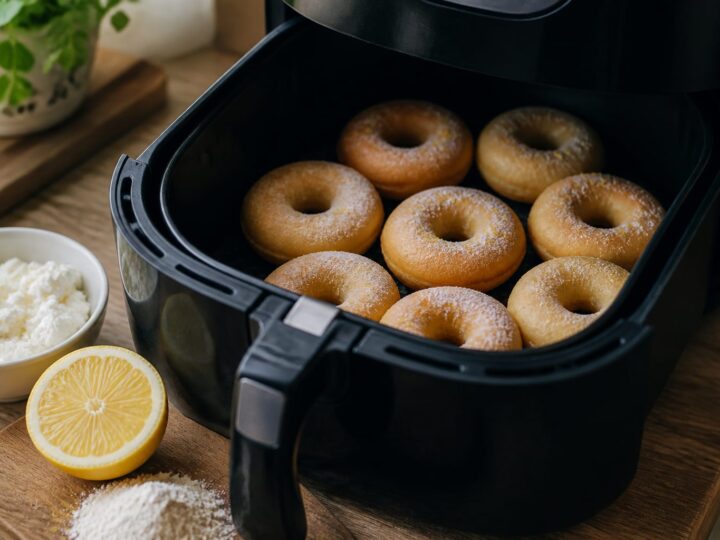 Gogoșile cu lămâie se coc în 10 minute la air fryer și nu conțin ulei în compoziție